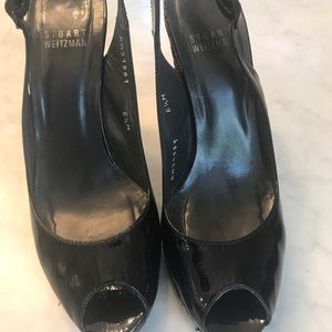 Stuart Weitzman Black Patent Sling back shoes